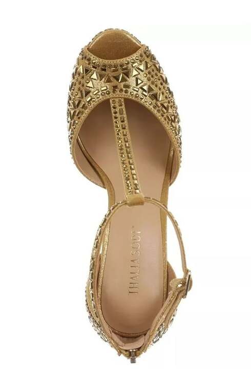 Thalia Sodi 'Chace' Embellished Gold T-Strap Platform Pumps. NIB. SZ 7.5! - Picture 5 of 8